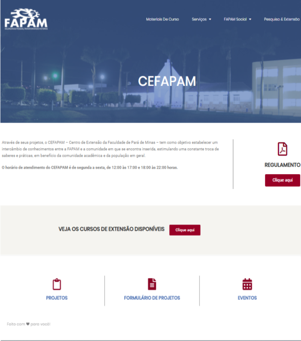 A imagem e uma breve apresentação do Site da FAPAM